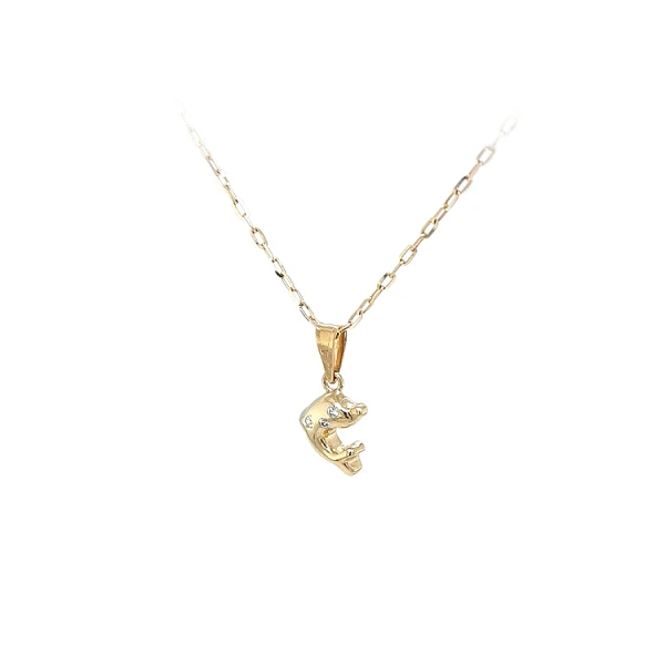 Golden Dolphin Pendant with Zircones