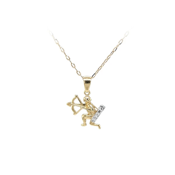 Gold Pendant Sagittarius with Zircones