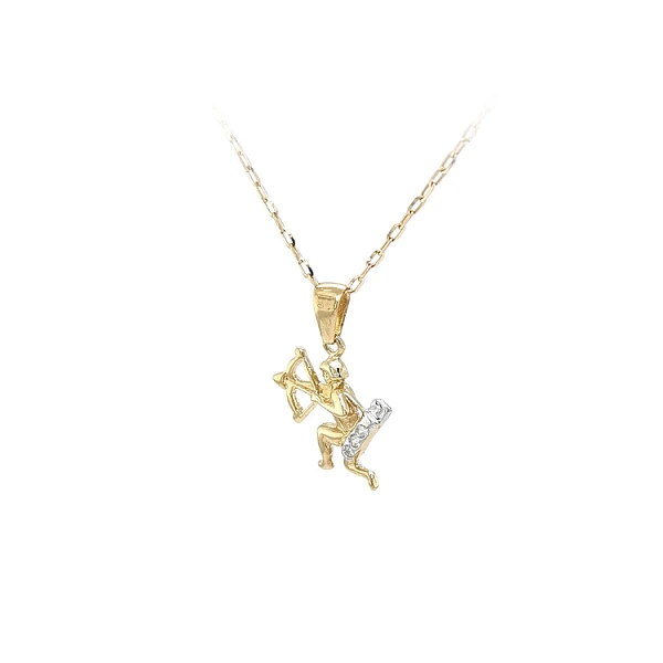 Gold Pendant Sagittarius with Zircones