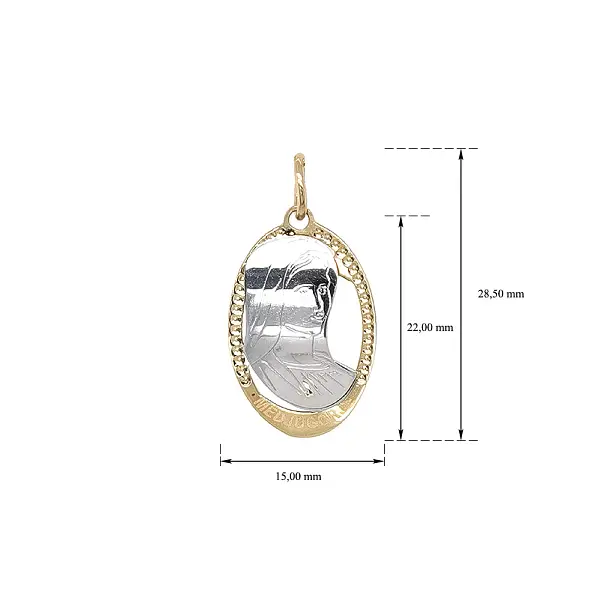 Přívěsek Madonka Panna Marie z Kombinovaného Zlata