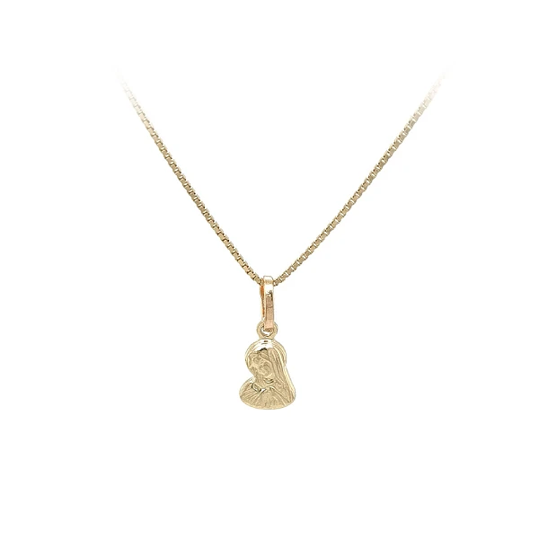 Spiritual Gold Pendant with Motif of Virgin Mary and Jesus Christ