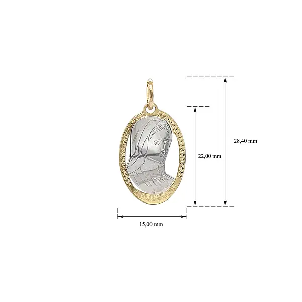 Medailonek Panny Marie – Elegance Kombinovaného Zlata