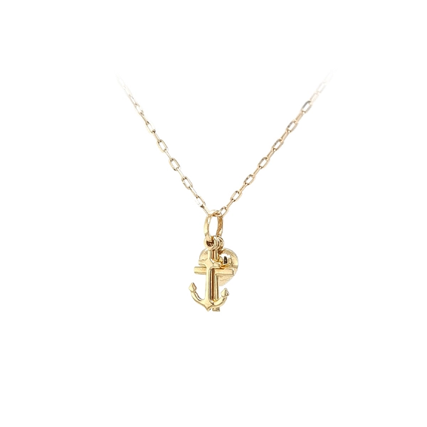 Gold Pendant Heart, Anchor, Cross