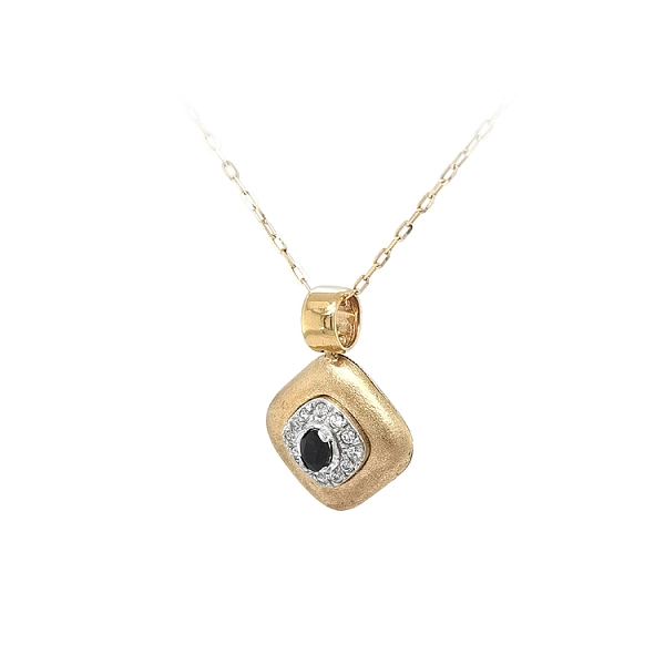 Gold Pendant with Black Stone