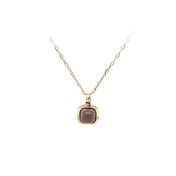 Gold Pendant with Brown Stone