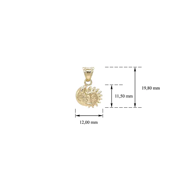 Zlatý Prívesek Slunce a Mesíc Symbol harmonie a rovnováhy