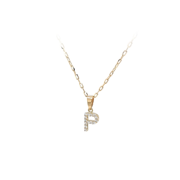 Gold Pendant Letter P with Zircones