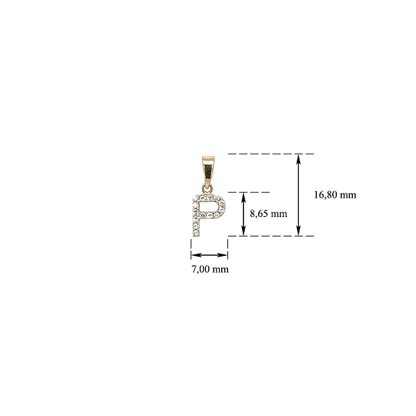 Gold Pendant Letter P with Zircones