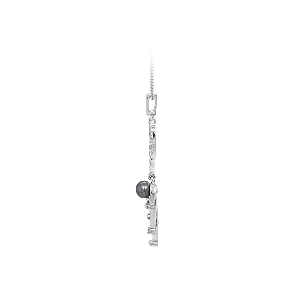 Pendant with Pearl and White Gold Zircons
