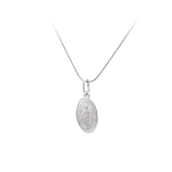 Pendant Madonna Virgin Mary of White Gold