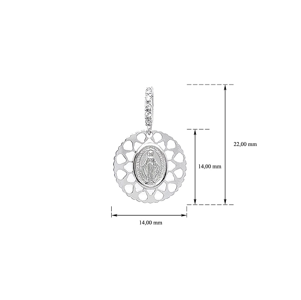 Pendant Madonna Virgin Mary of White Gold