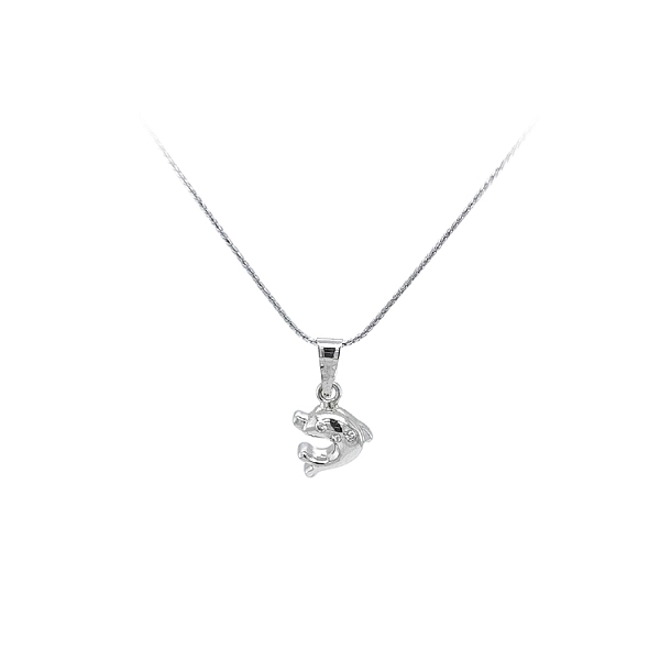 Pendant Dolphin with White Gold Zircons