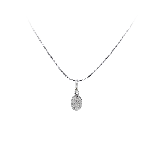 Pendant Madonna Virgin Mary of White Gold