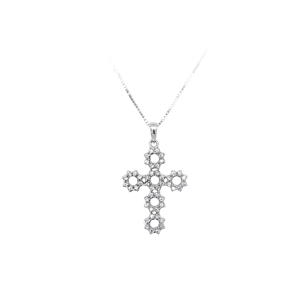 Pendant Cross with White Gold Zircons