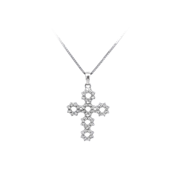 Pendant Cross with White Gold Zircons