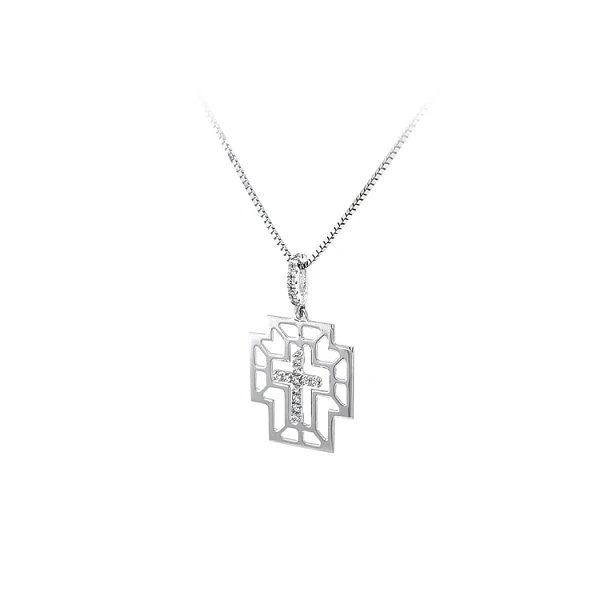 Pendant Cross with White Gold Zircons