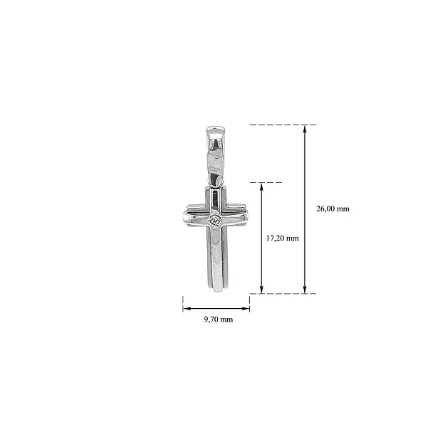 Přívěsek Kříž se Zirkonem z Bílého Zlata