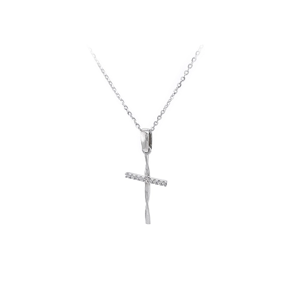 Gold Pendant Cross with Zircons