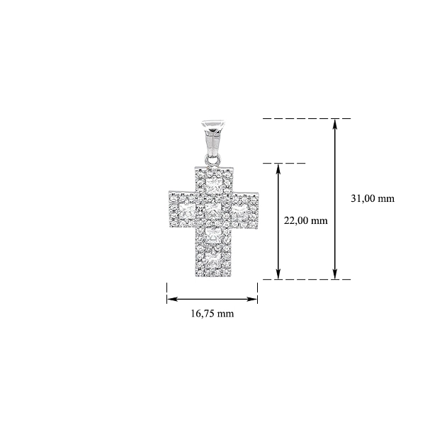 Cross with White Gold Zircons