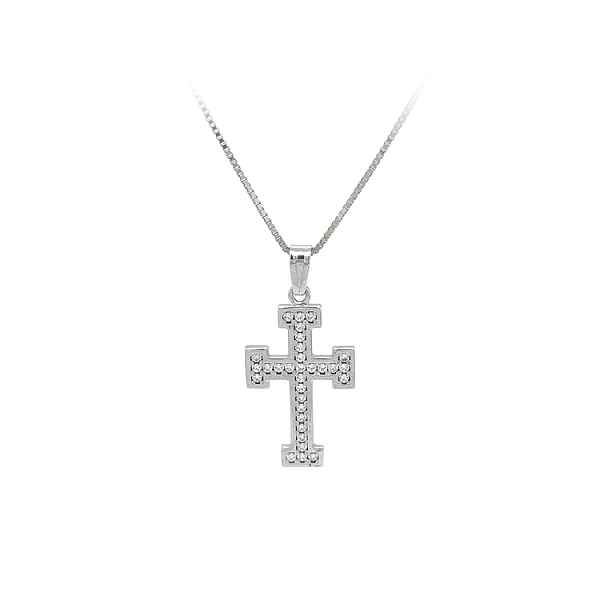 Cross with White Gold Zircons