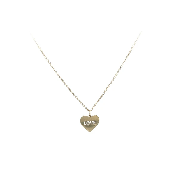 Ожерелье из золотых сердец с надписью Love