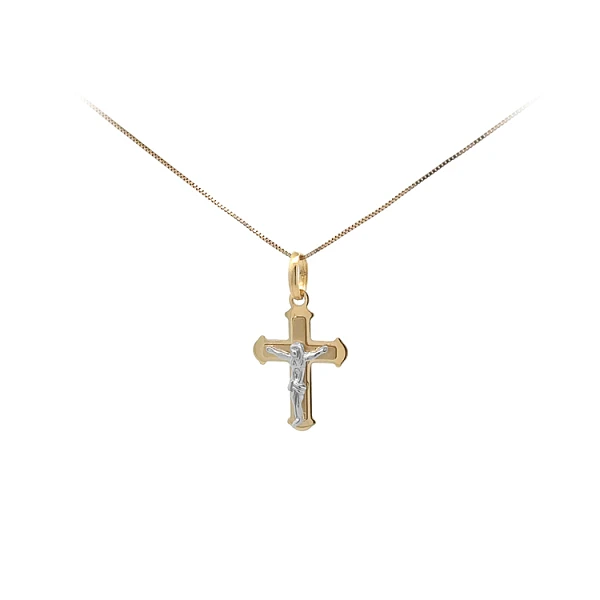 Gold Pendant Cross with Jesus Christ