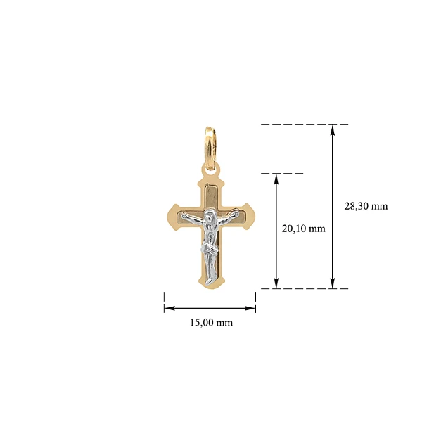 Gold Pendant Cross with Jesus Christ