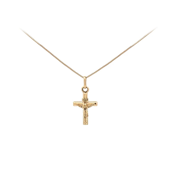 Gold Pendant Cross with Jesus Christ