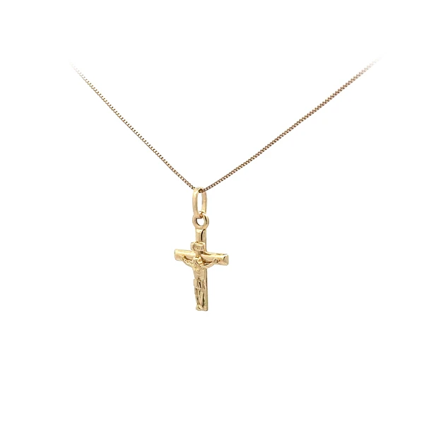 Gold Pendant Cross with Jesus Christ