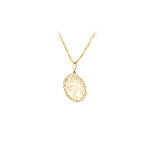 Gold Pendant Tree of Life with Zircons