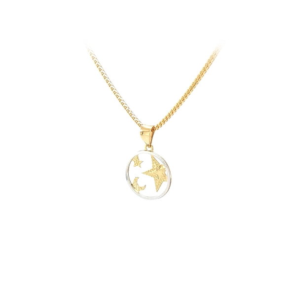 Star and Moon pendant made of Combined Gold