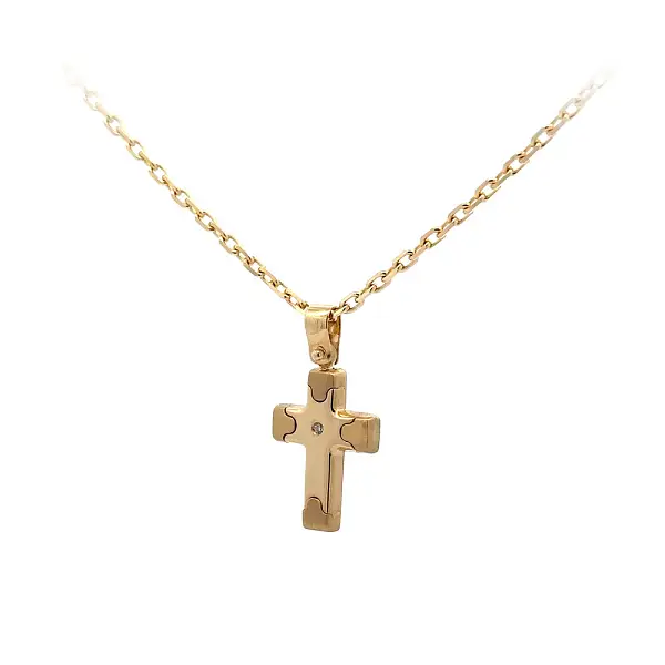 Zlatý Přívěsek Kříž se Zirkonem