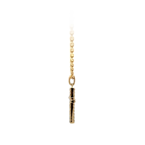 Gold Pendant Cross with Zircons