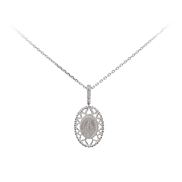 Pendant Madonna Virgin Mary with Zircons