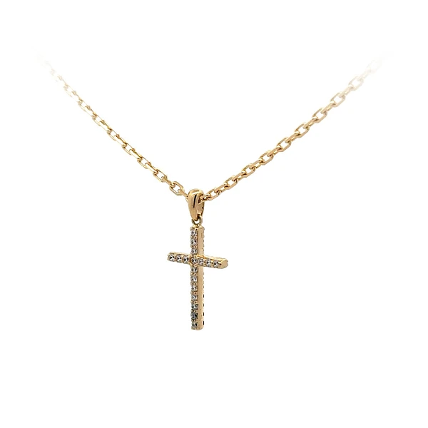 Double-sided Gold Cross with Black and White Zircons