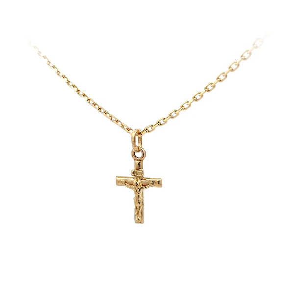 Gold Pendant Cross with Jesus Christ
