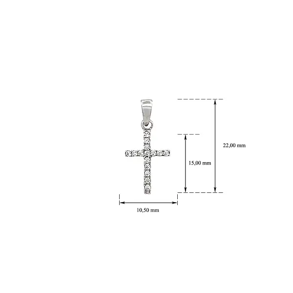 Přívěsek Kříž se Zirkony z Bílého Zlata