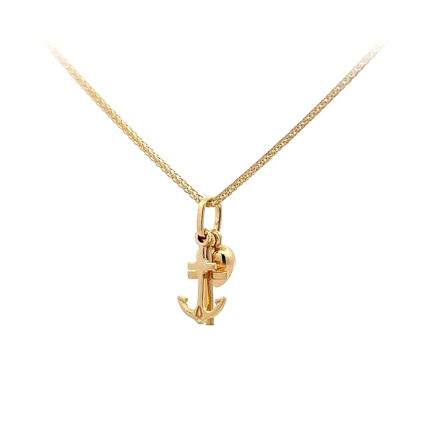 Gold Pendant Heart, Anchor, Cross
