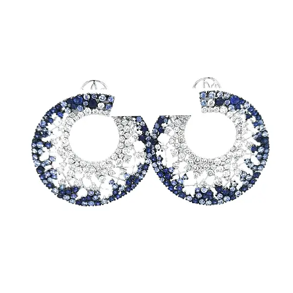 Zlaté Náušnice se Safíry a Diamanty