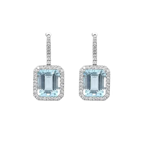 Zlaté Náušnice Crivelli s Akvamaríny a Diamanty