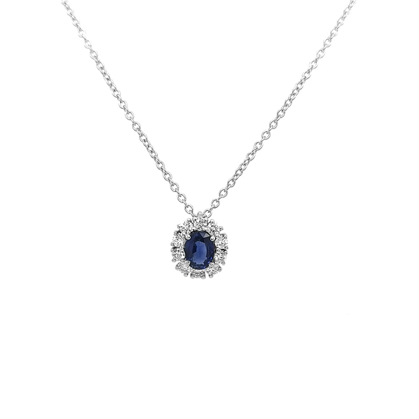 Gold Pendant with Sapphire and Diamonds