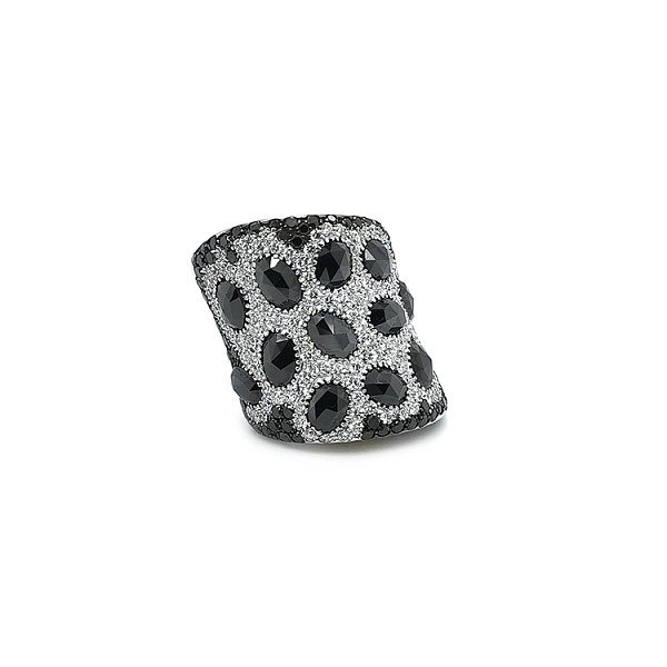 Zlatý Prsten s Černými a Bílými Diamanty