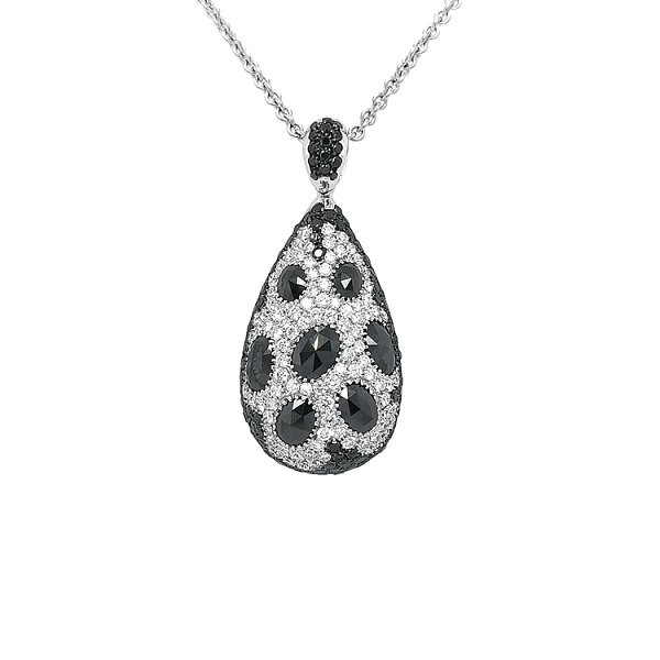Gold Pendant with Black and White Diamonds