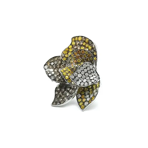 Zlatý Prsten s Barevnými Diamanty