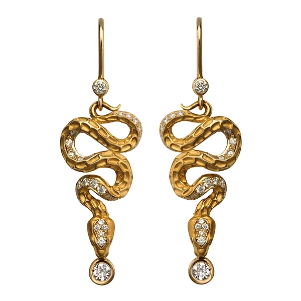 Zlaté Náušnice s Diamanty Carrera y Carrera Mythology Snake Diamond