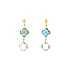 Gold drop earrings with blue stones