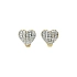 Gold Earrings in Heart Shape Decorated with Small Rhinestones