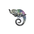 Golden Chameleon Brooch with Colored Sapphires and Diamonds