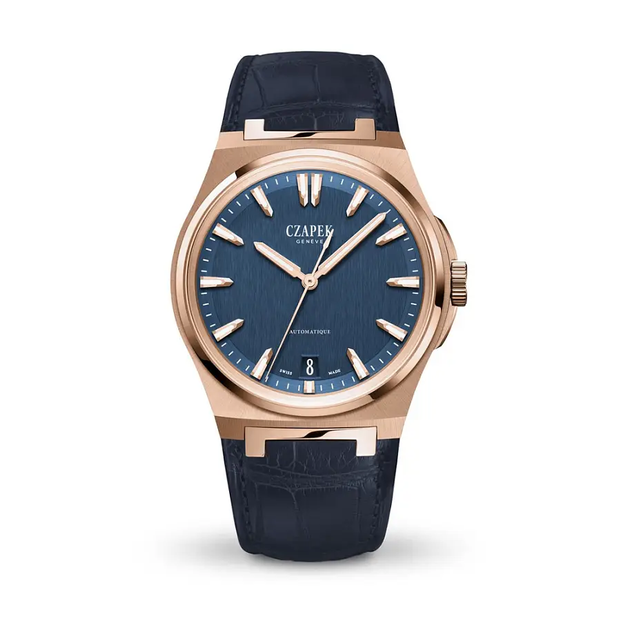 Czapek Antarctique Mount Erebus Deep Blue Rose Gold and Alligator
