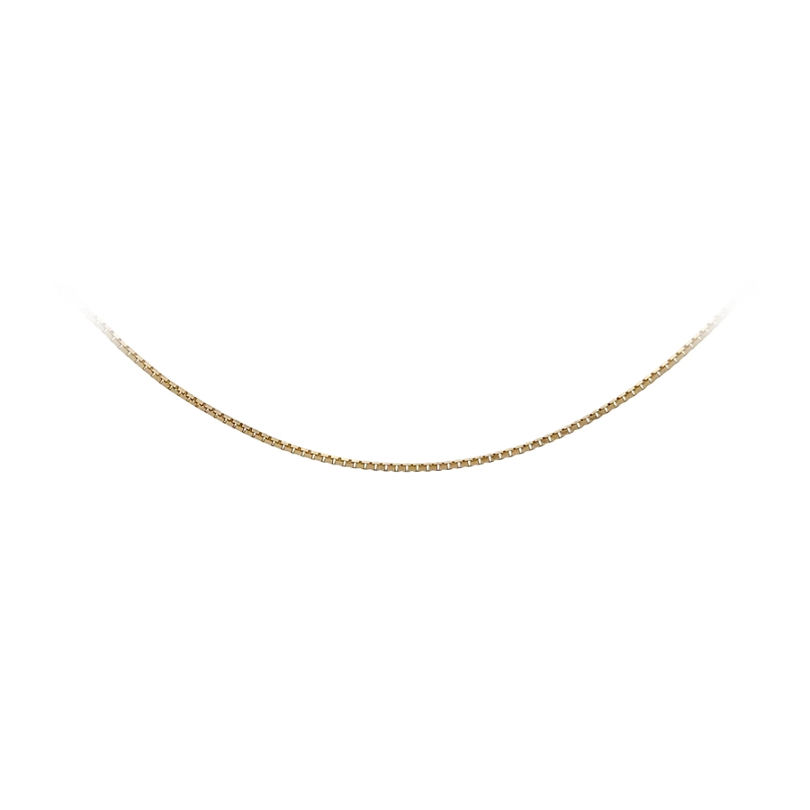 14K Yellow Gold Box Chain Necklace, 50 cm